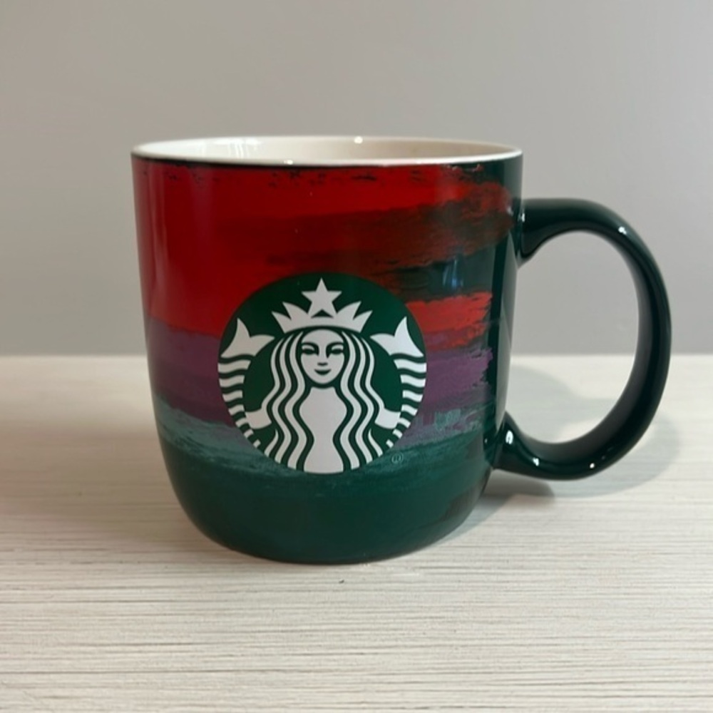 Starbucks 2021 Christmas Holiday Horizontal Paint Stripes Coffee Cup Mug 18oz